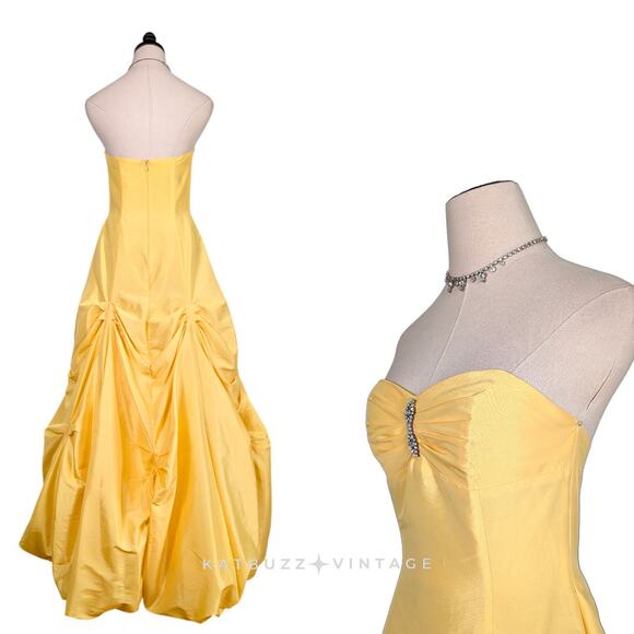 Vintage McClintock Prom Dress Maxi Ball Gown 4 Yellow Fairy Princess Belle 90s - Picture 2 of 12